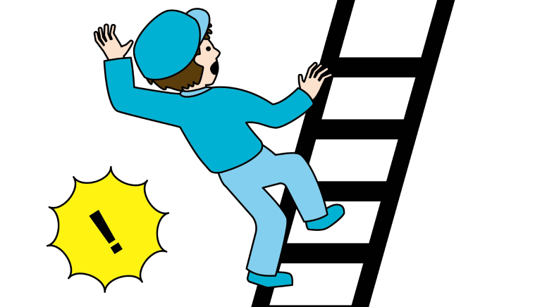 梯子から落ちる人のイラスト